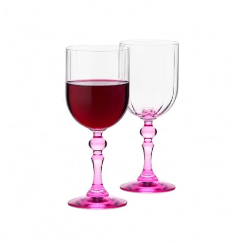 Krosno Bicchieri da Vino Set di 2, 300 ml, Stelo Rosa, Collezione Bubble | Calici vino bianco, rosso, rosato, cocktail, aperol, acqua, Cristallo senza piombo, Lavabile in lavastoviglie, Idea reaglo