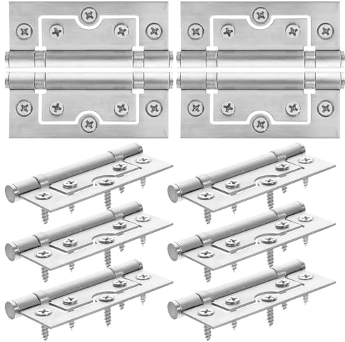 BUGUUYO 6 Pairs Non-Mortise Flush Butt Hinges 3.1x1.3in Heavy Duty Cabinet Door Hinges for Bifold and Furniture Doors