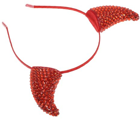 ARTSEWPLY Glitzernde Teufelshörner Haarreif mit Strass Rote Hörner Haarschmuck für Halloween Kostüm Cow Horn Design Funkelndes Dämonen Haarband für Cosplay Party und Fasching