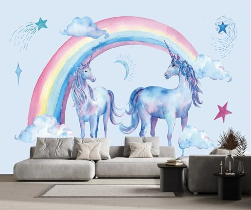 Fototapete Cartoon Regenbogen Einhorn