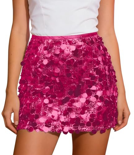 Paillettenrock für Damen Glitzer Röcke Sexy Minirock Elastische Taille Hüftrock Glitzer Rock für Nacht aus Party Karneval Silvester Outfit