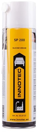 INNOTEC SP200 Silikonfett Spray 500 ml – hochwertiges, wasserabweisendes Silikon-Sprühfett, schmiert Kunststoff, Gummi & Metall, verhindert Festfressen, erleichtert Gleitbewegungen bei Bauteilen