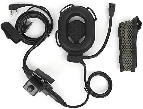 LUCKDANO Casque PTT Écouteur Militaire Micro de Communication Tactique avec Microphone à Perche pour BaofengR2D Radio Bidirectionnelle Forces Activités Plein Air Airsoft Paintball