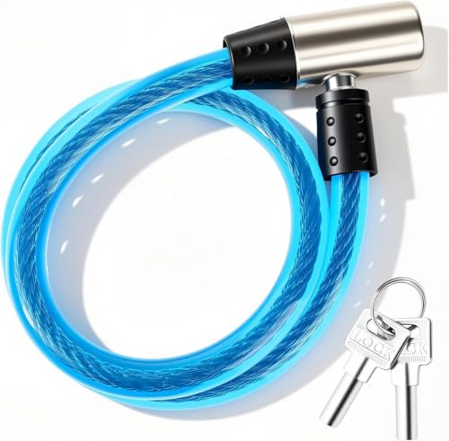 Bike Lock Cable Bicycle Lock 60cm/11mm Heavy Duty Bike Locks Bike Cable Lock Cable Bike Lock Bicycle Locks Bicycle Locker with 2 Keys for Bike Motorbike Scooter Skateboard Gate Fence Blue