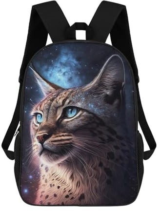 sinyumoney Galactic Lynx Portrait-2 Rucksack Schulrucksack Reiserucksack College-Rucksack Rucksäcke Für Campus Outdoor Reisen Sport 17inch