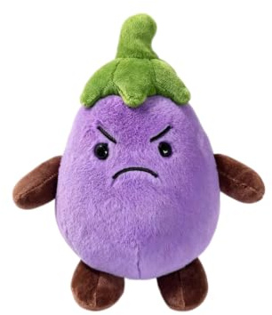 ANNIUP Plüsch Aubergine Kuscheltier Plushie 20cm Gemüse Plüschtier Geschenk | Weiche Lila Cartoon Aubergine Plüsch Stofftier mit Wütendem Gesicht,Wohnzimmer Schlafzimmer Deko,Geschenk für Kinder Baby