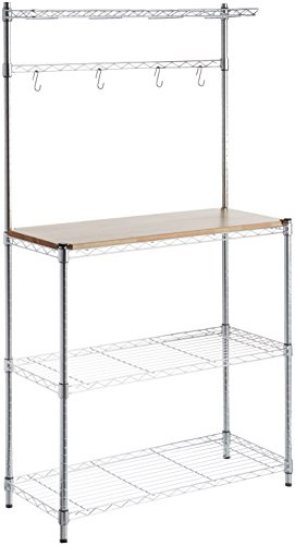 Amazon Basics Baker's 3-Shelf Rack, Wood/Chrome, 91.44 x 35.56 x 161.04 cm