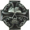 Skull Totenkopf schwarzes Eisernes Kreuz Gürtelschnalle Buckle, Schwarz, Grau, 8x8cm