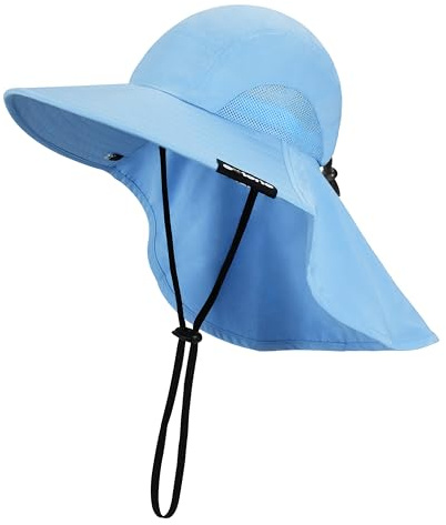 Solaris Sonnenhut mit Nackenklappe, breite Krempe, UV-Sonnenschutz, Hof, Arbeit, Safari, Wandern, Hut für Männer und Frauen
