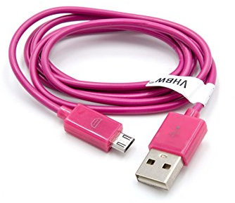 vhbw Câble USB vers micro USB 1 m Rose pour JBL Flip, Flip 2, Flip 3, GO, Reflect
