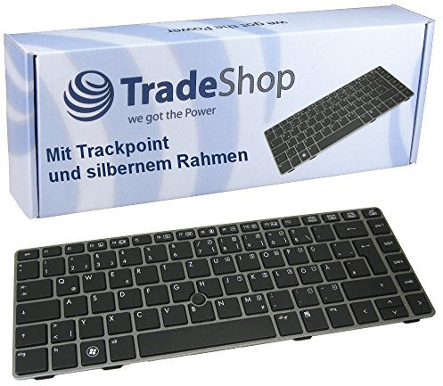 Trade-Shop Original Tastatur Notebook Keyboard Deutsch QWERTZ mit Trackpoint/Silber Rahmen für HP EliteBook 8460p (LG743EA) 8460p (LG744EA) 8460w 8470p 8470w (LY544EA) (Deutsches Tastaturlayout)