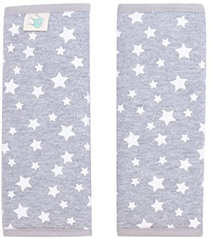 JYOKO KIDS Gurtpolster Universal für Babyschale, Buggy, Autositz (20,5 x 21, White Star)