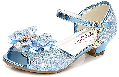 Eleasica Bambine e Ragazze Scarpe col Tacco Antiscivolo Scarpe da Principessa Carnevale Sandali Costumi Natale Regalo Matrimonio Compleanno Aperte sulla Punta