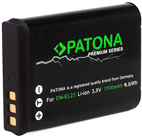 PATONA 1220 Premium Qualitätsakku - Ersatz für Akku Nikon EN-EL23 (1700mAh) - schwarz