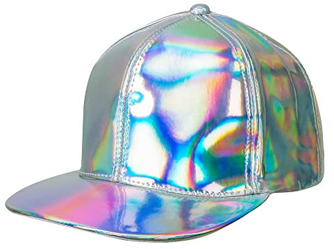 Boland 04297 - Basecap Holo, Silber, holografisch, verstellbare Größe, Cap, Kappe, Kopfbedeckung, Mütze, Rapper, Kostüm, Mottoparty, Karneval