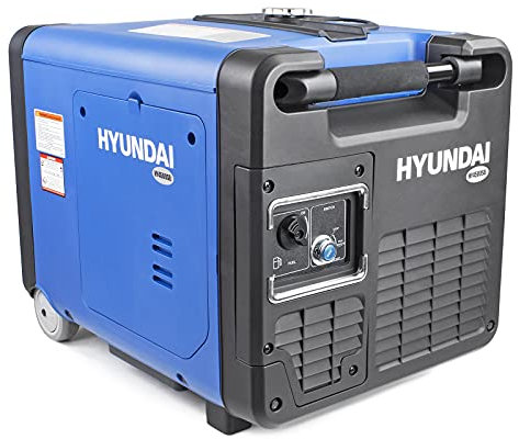Hyundai 4000W / 4.0kW Portable Petrol Inverter Generator, Remote Keyfob & Electric Start, Wheel Kit & Closed Case Design, 3 Year Warranty