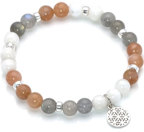 LEBENSBLUME Armband Damen aus echten Edelsteinen multicolor, 925er Silber, Gold- oder Roségold plattiert, schönes Geschenk zum Geburtstag
