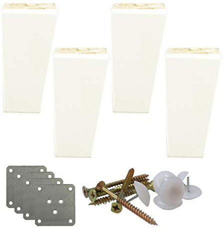 4pcs Pieds de Canapé en Bois Massif,Pieds de Meubles en Pin,Jambe D'armoire Remplacement,Pieds de Table Basse,Pattes de Cuisine,pour Fauteuils Canapés-Lits,Blanc(15cm/5.9in)