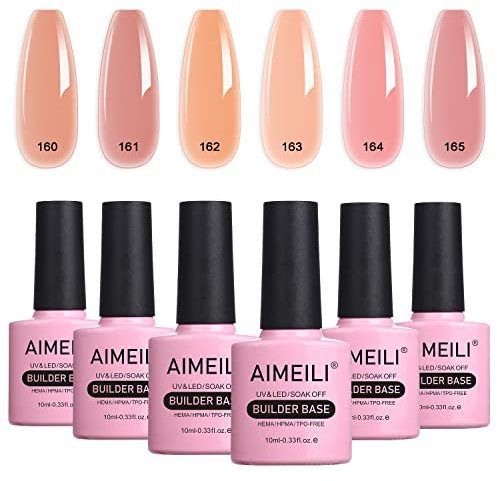 AIMEILI Builder Gel Set, 8 in 1 Builder Nail Gel Builder Gel In a Bottle Quick Building Gel UV LED Builder Base Nail Extension Gel Nagelverlängerung Gel Kit 6-38