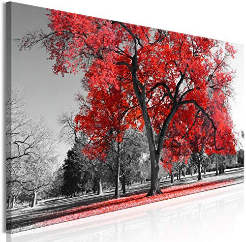 murando - Wandbilder XXL Baum 150x50 cm 1 tlg - Wand Deko Vlies Leinwand Bilder Groß Wanddeko Wohnzimmer Schlafzimmer Kunstdrucke Panoramabild - Natur Landschaft rot grau c-B-0545-b-b