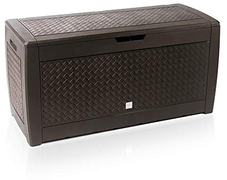 rg-vertrieb Garden Box Storage Box 310L Wicker Look Chest Box Garden Chest Boarde Cushion Box Garden Box (Brown)