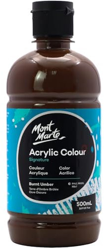 MONT MARTE Signature Burnt Umber Acrylfarbe, 500 ml, seidenmatte Oberfläche, geeignet für Leinwand, Holz, Stoff, Leder, Karton, Papier, MDF und Handwerk