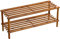 HOMION Shoe Rack Slatted Wooden Footwear Storage Stand Organiser Pine Shelf Unit DVD Books Shoes (Walnut, 2 Tier)