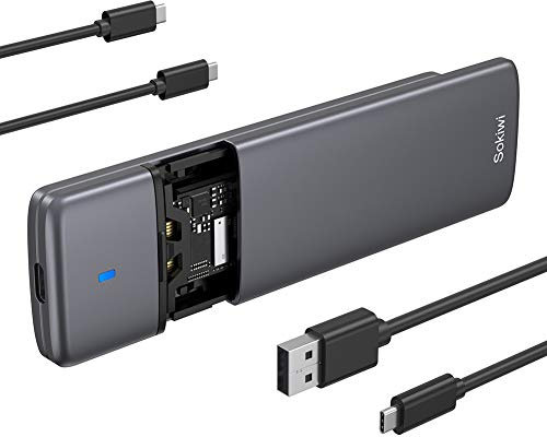 Sokiwi Adaptador de Carcasa SSD M.2 NVMe SATA sin Herramientas, USB 3.2 Gen2 10Gbps NVMe Externo a USB PCI-E 6Gbps SATA M-Key/B+M, Lector NVMe Compatible con Ajuste UASP para SSD 2230/2242/2260/2280