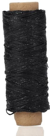 Wachs Faden Nähgarn 50 Meter, Gewachster Faden, Schwarzer Gewachster Lederfaden Mit Nadeln Für Buchbinderei, Wachsfaden Flache Leder Gewachst Ledergarn Für Lederhandwerk, Schuhreparatur