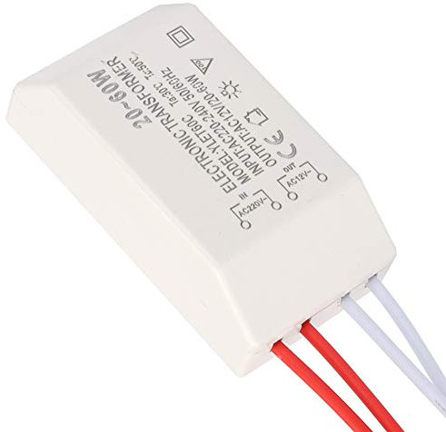 Convertidor de voltaje reductor, 220V a AC 12V Convertidor de voltaje de transformador electrónico 20-60W Controlador de fuente de alimentación inteligente