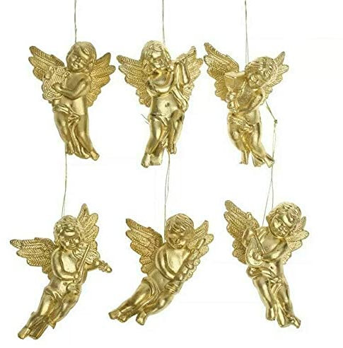 2021 Weihnachtsbaumschmuck Gold Engel Anhänger, 6 Stück Weihnachtsbaumschmuck Hängende Ornamente Set, für Weihnachtszeit Urlaub Dekorationen