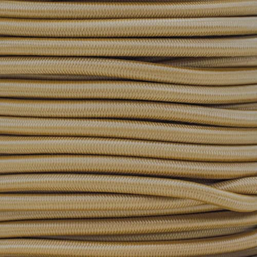 Paracord Planet | 1/4 Inch Elastic Shock Bungee Cord Nylon Crafting Stretch String Rope | Made in The USA | Tan, 50 Feet
