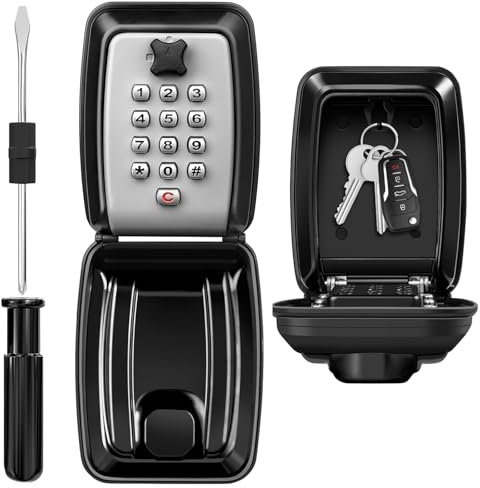 HUANLANG Boîte de verrouillage à clé pour montage mural extérieur à combinaison à 12 chiffres - Boîte de verrouillage de rechange étanche de grande capacité pour agents immobiliers, maison, garage