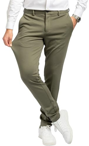 Performance Pants Herren Olivgrün (Größe 29W/34L) - Stilvolle Herren Hosen Stretch - Chino Hose Stretch - Stilvolle Anzughose - Modische Praktische Männer Hosen für Business & Freizeit