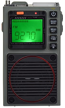 HanRongDa Radio, APP Control Bluetooth Speaker Support MicroSD Card, AM/FM/VHF/Shortwave/WB Receiver with NOAA Alerts and Wire Antenna, Rechargeable Digital Radios with Six Kinds of Backlit HRD787