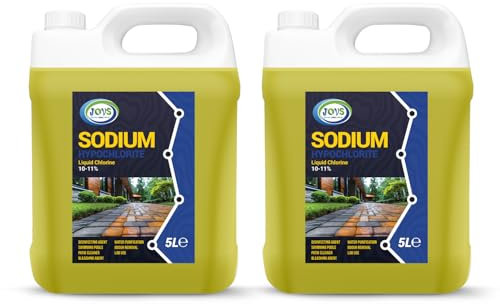 JOVS Sodium Hypochlorite 2 x 5 L - High Strength (10% -11%) Brick, Driveway & Patio Cleaner - Stain Removal - Odour Removal.