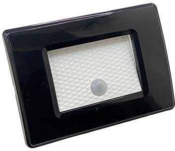 Faretto segnapassi da interno lampada da muro Ip20 LED con sensore di movimento 1,3W ad incasso per scatola cassetta 503 scale nero bianco (1,3W - nero - luce naturale 4000K)