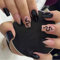 Clataly 24Pcs Schwarze Fase Französische Schlange Falsche Nägel Diablo Acryl Stil Falscher Nagel Liebe Herz Künstlicher Druck auf Nägeln für Frauen Mädchen (B)
