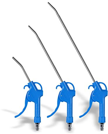 3X Druckluft-Ausblaspistolen-Satz Druckluft Ausblaspistole 100/300/500mm Druckluftpistole 1/4 Zoll Extra Lang Druckluftpistole Reinigung Blaspistole Set Druckluft Werkzeug Pressluft Blaspistole, Blau