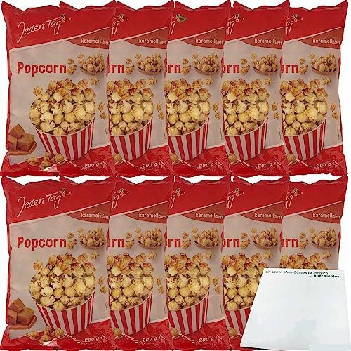 Jeden Tag Popcorn karamellisiert 10er Pack (10x200g Packung) + usy Block