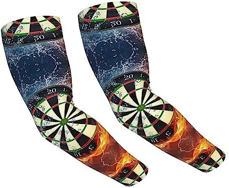 NOKOER Kühlende Armstulpen für Damen und Herren, mit Dartscheiben-Motiv, für Golf, Radfahren, Daumenloch, Sonnen-Ärmel, Schwarz, Einheitsgröße