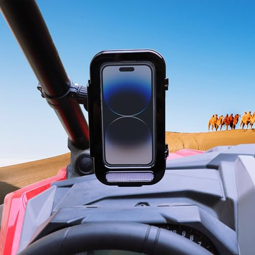 RERPRO UTV ATV Handyhalterung Wasserdicht Kompatibel mit Polaris RZR Ranger General Pioneer Talon Can Am Commander Maverick X3 Kawasaki Bike Motorrad mit 4,4 cm - 5,1 cm Überrollbügel Käfig Zubehör