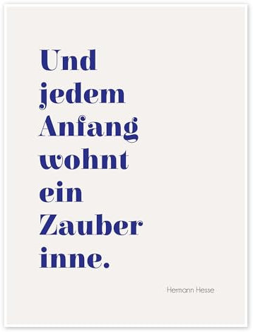 Hesse Zitat - Und jedem Anfang wohnt ein Zauber inne. Poster von Typobox 60 x 80 cm Beige Geschenkideen Wanddeko
