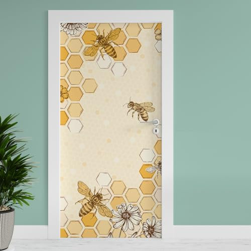 Finest Folia Türfolie 90x200 cm Türtapete Türposter Folie für Tür Wohnzimmer Kinderzimmer Küche Türaufkleber Bad Aufkleber selbstklebend TF04 (18 Bienen)