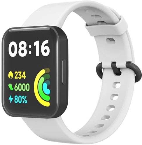 Demark Silicone Bracelet pour Xiaomi Redmi Watch 2, Bande de Remplacement en Silicone Strap Extensible Compatible avec Redmi Watch 2 (Blanc)