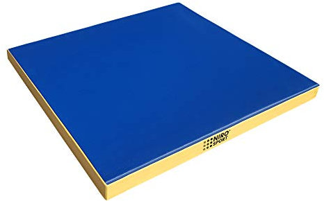 RoniKids Weichbodenmatte 100 x 100 x 8 cm Turnmatte Gymnastikmatte Schutzmatte Fitnessmatte & Yogamatte Sportmatte (Blau/Gelb)