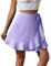 Split Saum Plissee High Taille Wrap Rock mit Taille Krawatte für Frauen A-Linie Über Knie Overlap Drapierte Wrap Around Rock für Date Abendessen Lila M