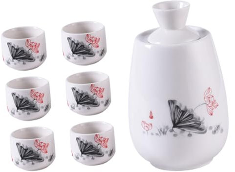 Zerodeko Ceramic Sake Set Japanese Traditional Sake Bottle Brandy Warmer for Home Bar Serving