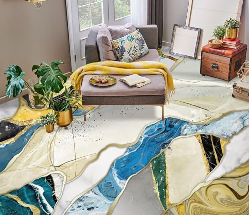 Autocollant De Sol Étanche Texture mixte 3D, 430 * 300 cm Sol Papier Peint Peintures Murales Auto-Adhésif Amovible Cuisine Bain Sol Étanche Tapis Tapis Impression Époxy