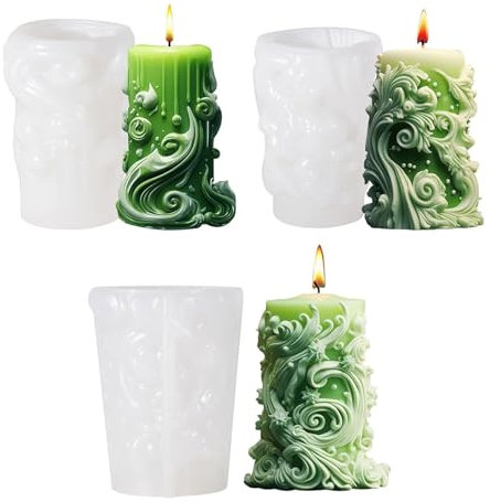 Silikonformen Gießformen Kerzenform Kerzen formen silikon 3D Handgemachte Kerzenformen DIY Silikonform für Gießen als Heimdekorationen, DIY Duftkerze (Welle, B Modell)